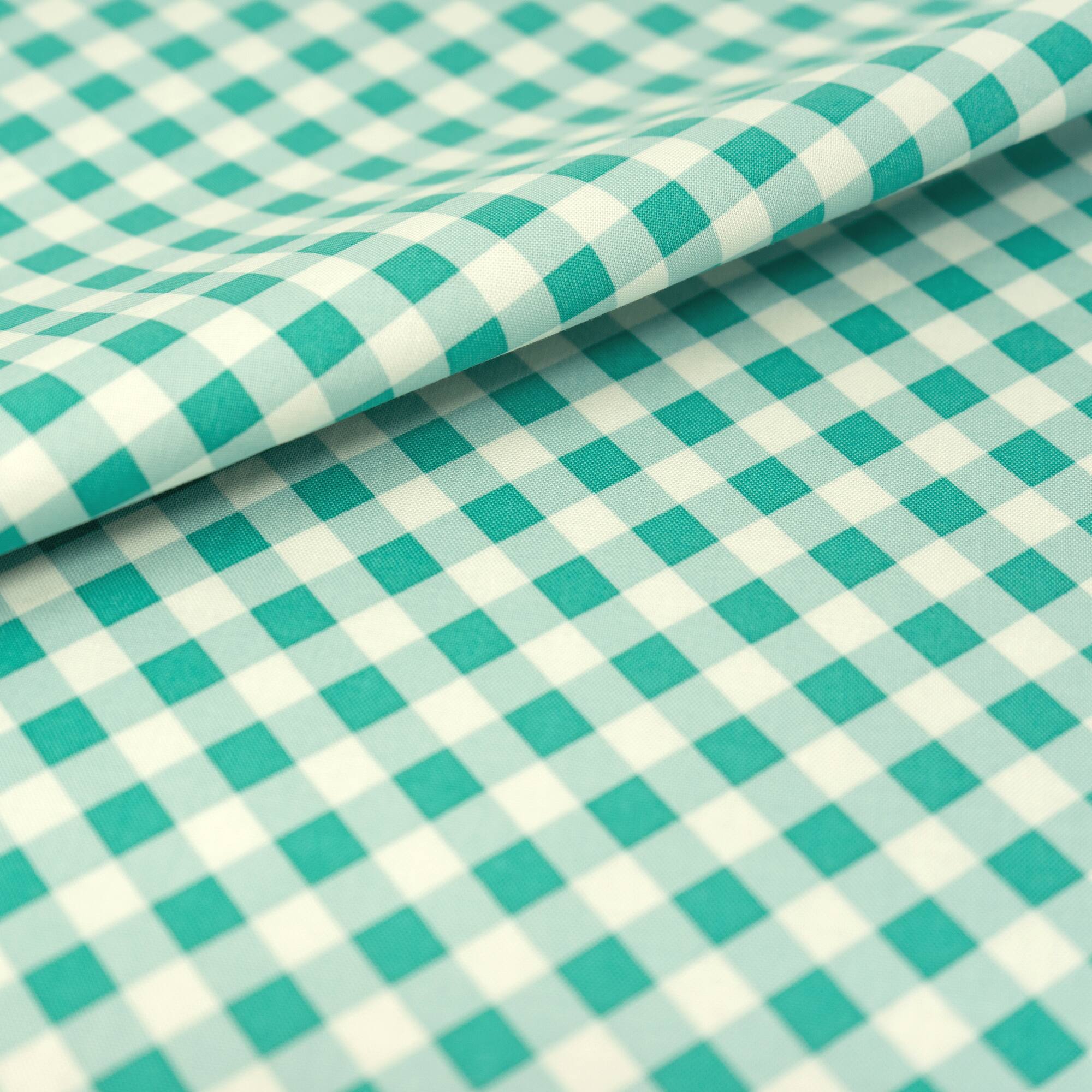 SINGER Christmas Aqua Gingham Cotton Fabric